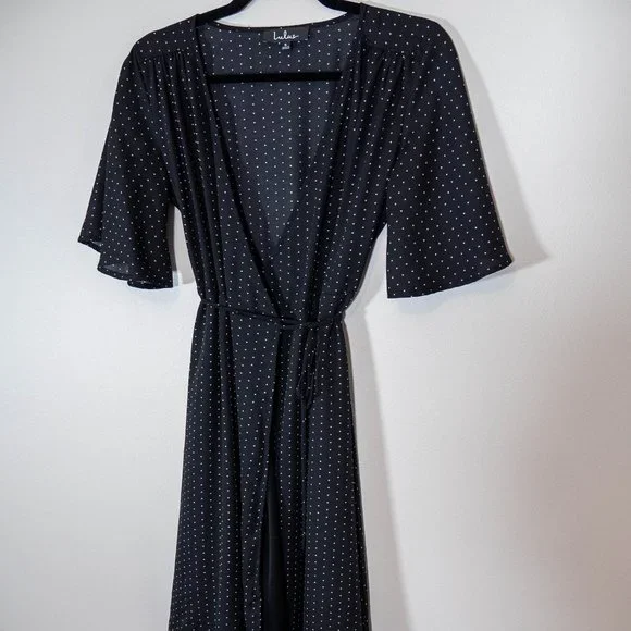 Lulu's Farah Black Print Midi Wrap Dress - Picture 6 of 15